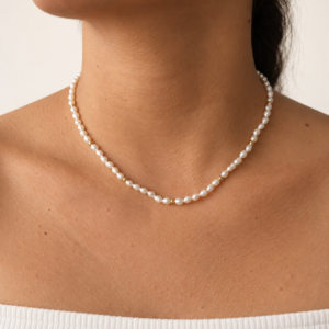 Collar personalizado - Collar de Perlas de Río con Baño de Oro 14K